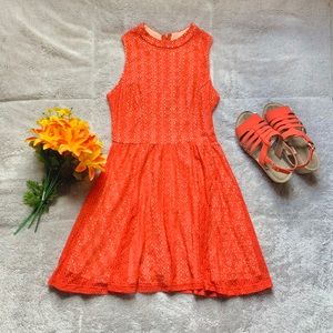 Orange Sleeveless Halter Dress